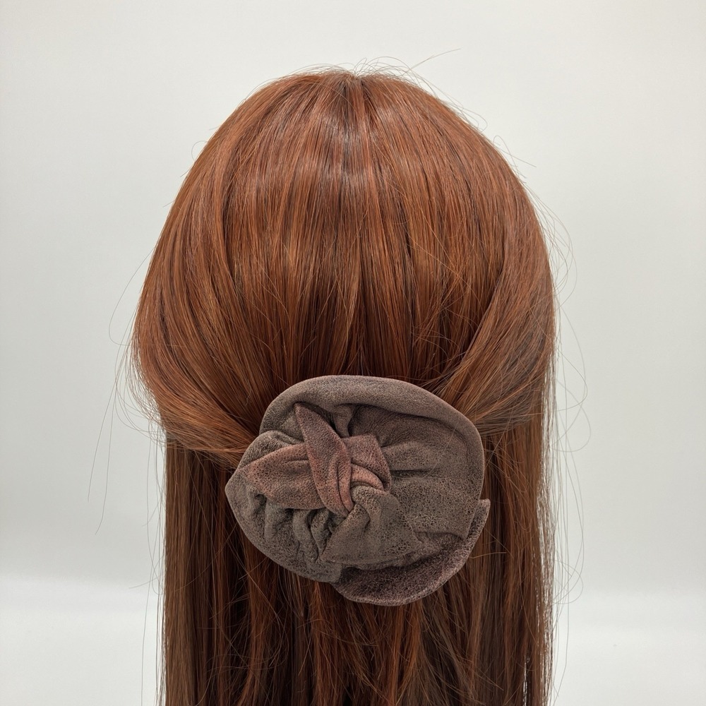 Handmade Hair‎ Clip Barrette Brown Leather Boho Hippie Ren Faire Grunge Fairy